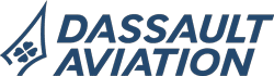 Dassault Aviation logo featuring stylized text and an abstract emblem on the left.