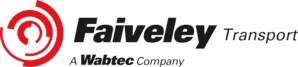 Faiveley Transport logo with a red circular design on the left and the text Faiveley Transport, A Wabtec Company in black and gray on the right.