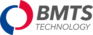 BMTS Technology logo featuring a circular design in red and blue next to the company name in bold gray letters with Technology in lighter font below.