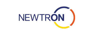The word NEWTRON in blue capital letters, with ON encircled by a partial arc in blue, orange, and yellow.
