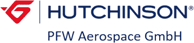 Hutchinson logo with the text Hutchinson PFW Aerospace GmbH in blue font on a white background.