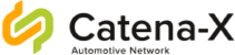 Catena-X Automotive Network logo featuring an abstract orange and green symbol to the left of the black text Catena-X Automotive Network.