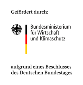 Logo of the German Federal Ministry for Economic Affairs and Climate Action, with text stating funding by decision of the German Bundestag.