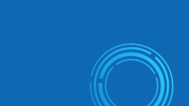Blue background with several light blue concentric circles and arcs positioned in the lower right corner.