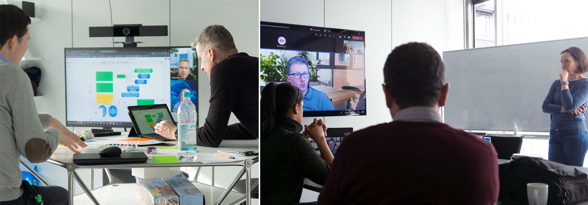 First, brainstorming takes place in small teams, ...
