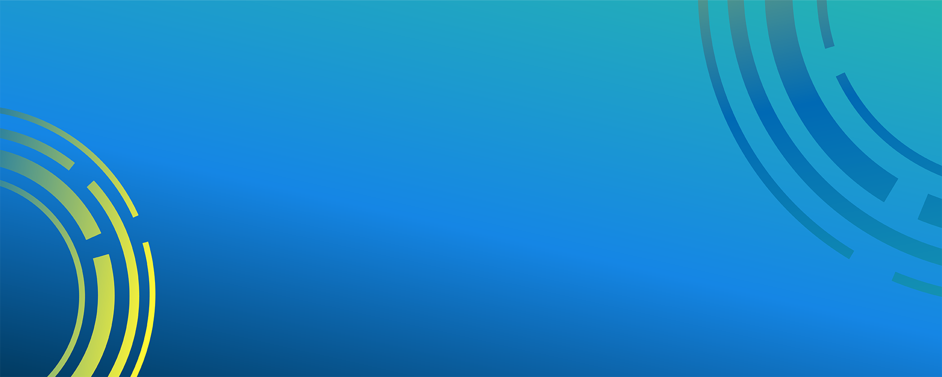 Blue gradient background with abstract circular patterns in green and yellow at the top right and bottom left corners.