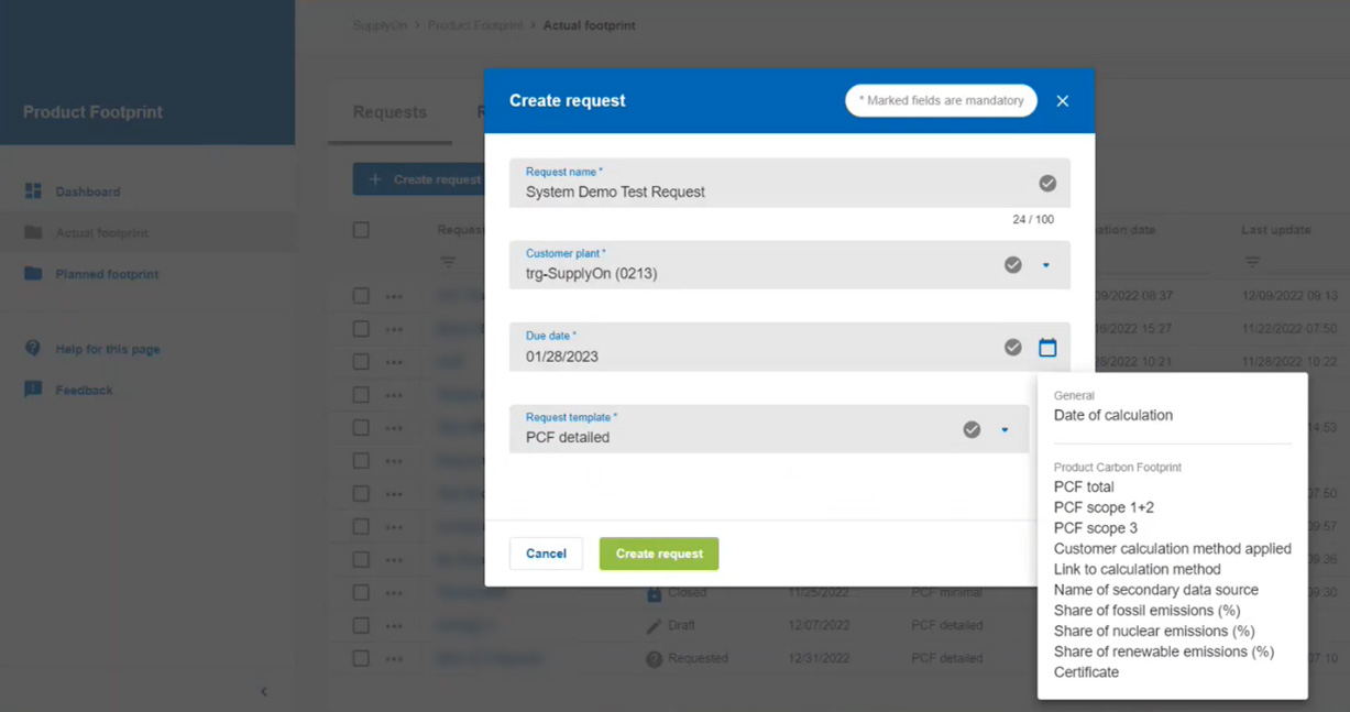 Determine product footprint