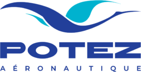 POTEZ Aéronautique logo featuring a stylized blue and teal bird above bold blue text and AÉRONAUTIQUE in smaller letters below.