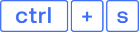 A graphic showing keyboard keys: ctrl, +, and s, symbolizing the keyboard shortcut for saving a file.