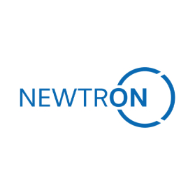 The word NEWTRON in blue capital letters, with the ON encircled by a broken blue ring, suggesting emphasis on the ON.