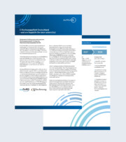 Zwei Seiten eines Geschäftsdokuments in deutscher Sprache mit Text, Diagrammen und blauen Designelementen mit dem Titel „E-Rechnungspflicht Deutschland“ von SupplyOn, in denen die Anforderungen an die elektronische Rechnungsstellung erläutert werden.
